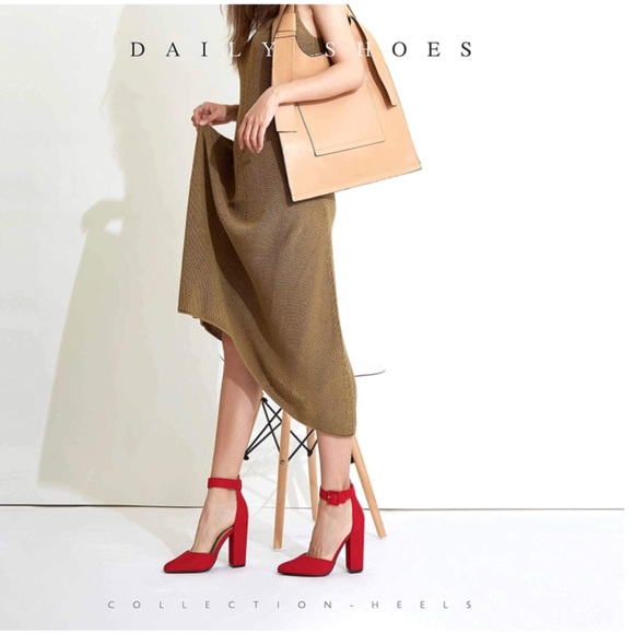 DailyShoes Women's Fashion Pointed Toe Chunky Heels - Picture 2 of 3